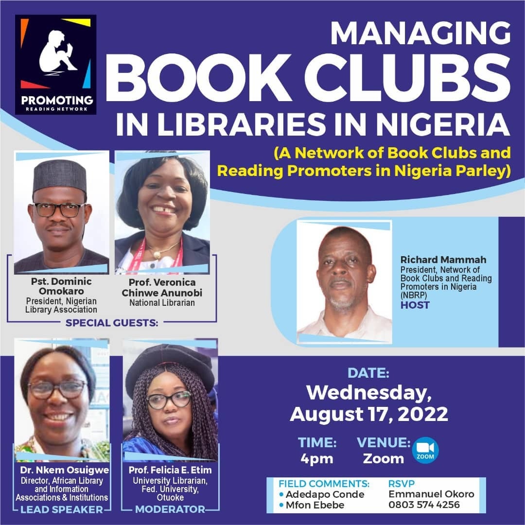 Libraries - Symposium to promote book clubs in Nigria libraries with Dr.Nkem Osuigwe