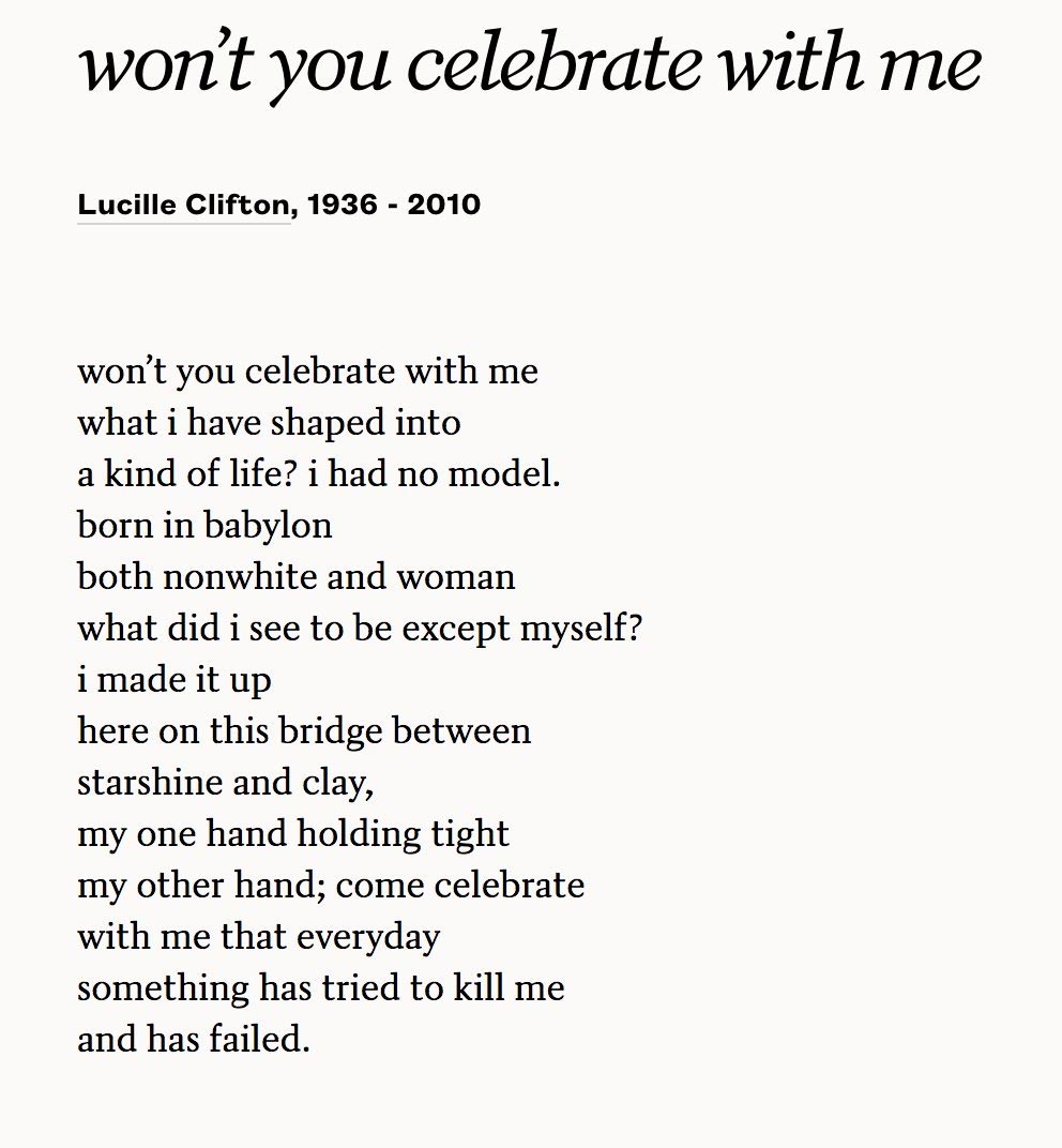 Wont you celebrate poem 